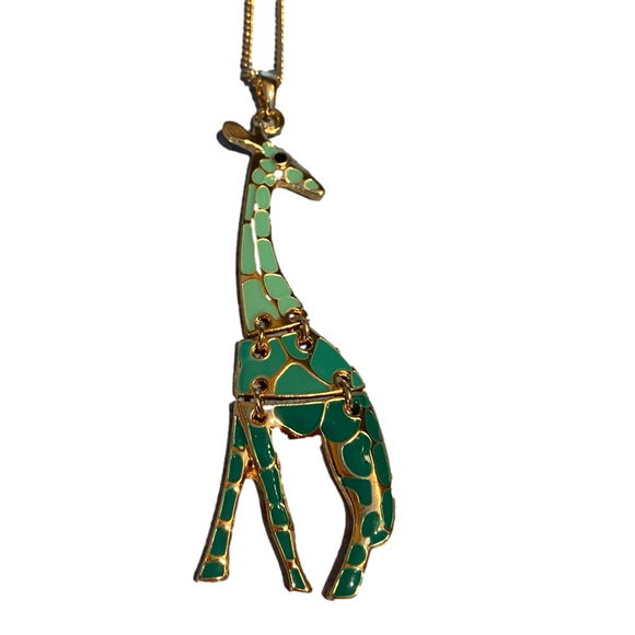 Target Jewelry - Vintage Necklace Boho Giraffe Enamel Pendant Ombré Turquoise Green